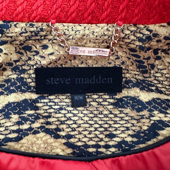 Steve Madden | NWT Red Coral Hooded Knit Design Jacket | Size M(Adjustable) - Picture 10 of 12